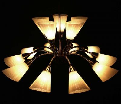 1 of 4 Brass and Glass Butterfly Chandeliers Germany 1950s