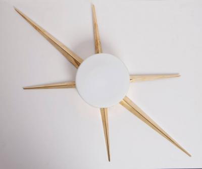 1 of 4 Huge Murano Glass and Brass Starburst Sconces or Wall Lamps