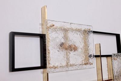 1 of 4 Very Huge Brass and Murano Glass Wall Lamp or Sconce Sculptures