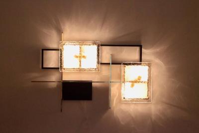 1 of 4 Very Huge Brass and Murano Glass Wall Lamp or Sconce Sculptures