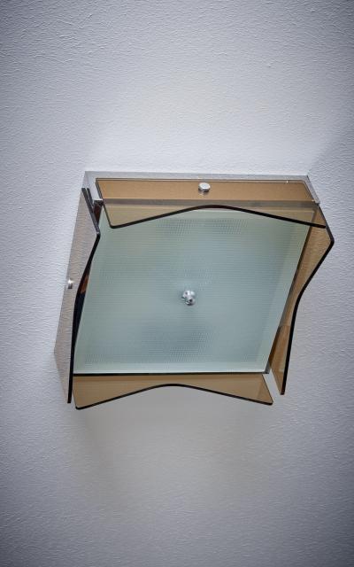 1 of 6 1960s Design Flush Mount in Tinted Brown Glass Nos Italy