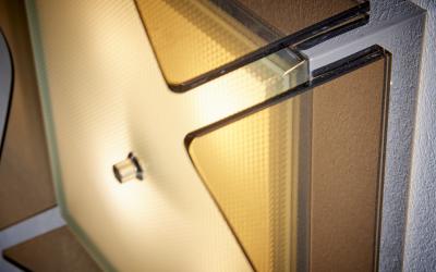 1 of 6 1960s Design Flush Mount in Tinted Brown Glass Nos Italy