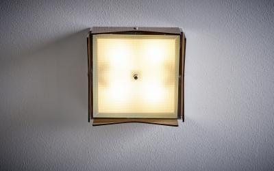 1 of 6 1960s Design Flush Mount in Tinted Brown Glass Nos Italy