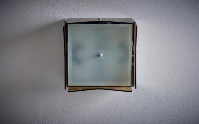 1 of 6 1960s Design Flush Mount in Tinted Brown Glass Nos Italy