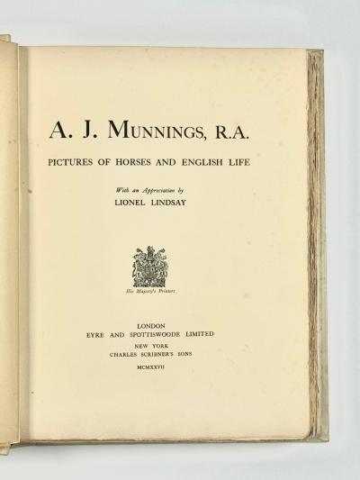 1 vol A J Munnings Pictures of Horses and English Life