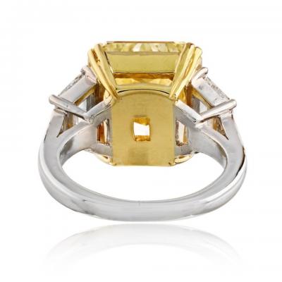 10 06ct Fancy Yellow Radiant Cut Three Stone Diamond Engagement Ring