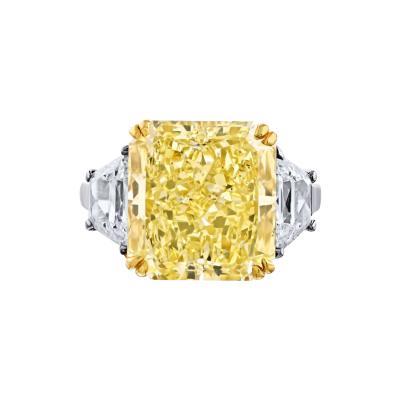 10 06ct Fancy Yellow Radiant Cut Three Stone Diamond Engagement Ring