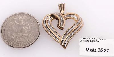 10 Karat Yellow Gold Heart Charm Pendant with Diamonds