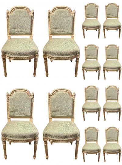 10 Paint Decorated Louis XVI Style Side Dining Chairs Finely Carved