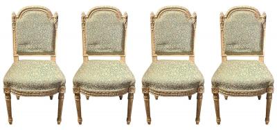 10 Paint Decorated Louis XVI Style Side Dining Chairs Finely Carved