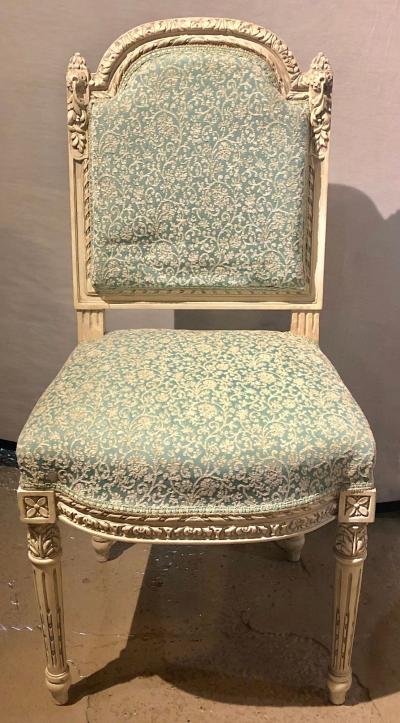 10 Paint Decorated Louis XVI Style Side Dining Chairs Finely Carved