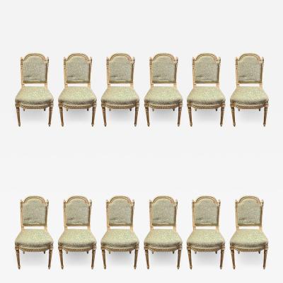 10 Paint Decorated Louis XVI Style Side Dining Chairs Finely Carved