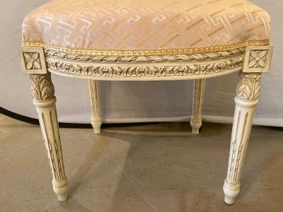 10 Swedish Louis XVI Style Dining Side Chairs Painted Carved Frames New Fabric