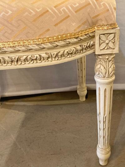 10 Swedish Louis XVI Style Dining Side Chairs Painted Carved Frames New Fabric