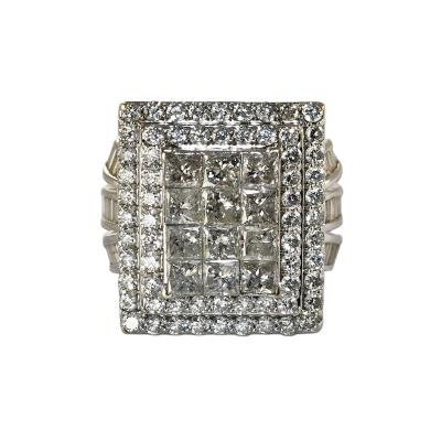 10K White Gold Diamond Cluster Ring 3 00ct