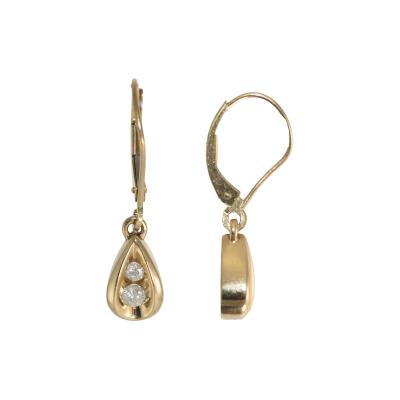 10K Yellow Gold Diamond Dangle Earrings 0 20ct