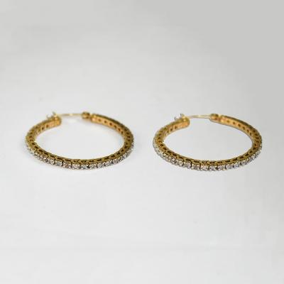 10K Yellow Gold Diamond Hoop Earrings 0 25ct