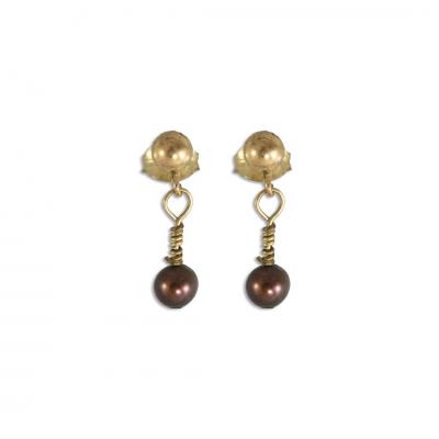 10K Yellow Gold Freshwater Pearl Earrings