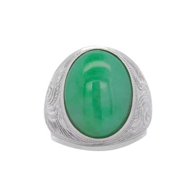 11 Carat Grade A Jadeite Jade Fei Cui Bezel Set Unisex Solitaire Ring