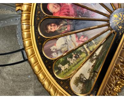 11 Oil Painting Panels in a Majestic Fan Shape Featuring Isidor Kaufmann