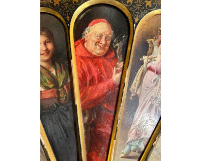 11 Oil Painting Panels in a Majestic Fan Shape Featuring Isidor Kaufmann