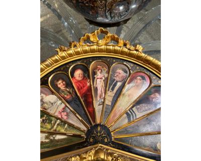 11 Oil Painting Panels in a Majestic Fan Shape Featuring Isidor Kaufmann