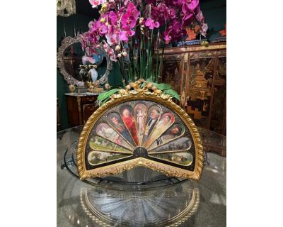 11 Oil Painting Panels in a Majestic Fan Shape Featuring Isidor Kaufmann