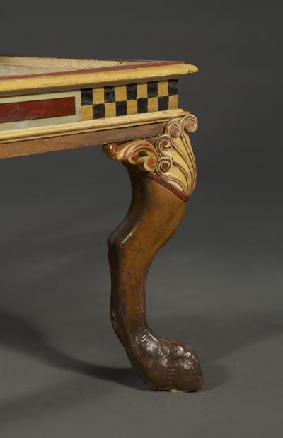 11665 AN UNUSUAL AND LARGE PAIR OF ETRUSCAN PAINTED KLISMOS INSPIRED CHAIRS