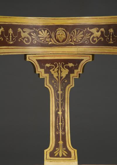 11665 AN UNUSUAL AND LARGE PAIR OF ETRUSCAN PAINTED KLISMOS INSPIRED CHAIRS