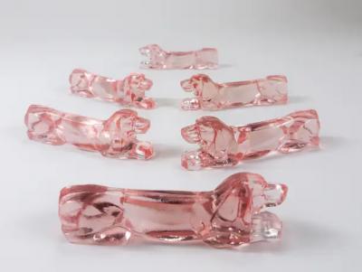 12 French Art Deco Dachshund Basset Hound Knife Rests Ros Glass France 1930s