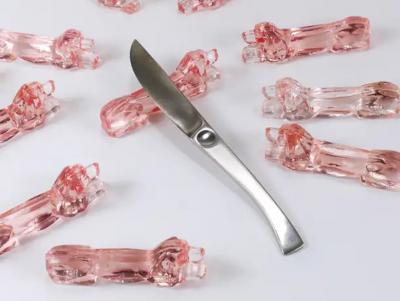 12 French Art Deco Dachshund Basset Hound Knife Rests Ros Glass France 1930s