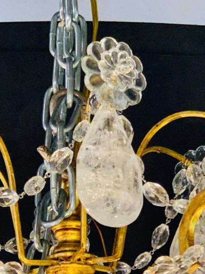 12 Light Gilt Metal Rock Crystal Chandelier Hollywood Regency in Style 