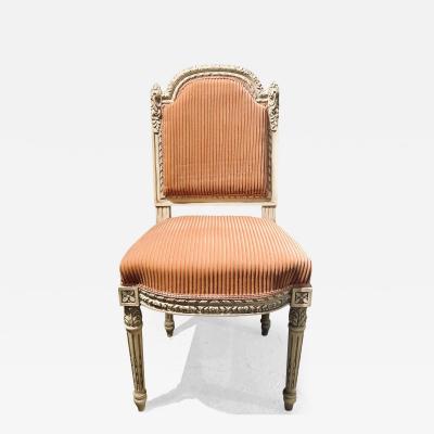 12 Swedish Louis XVI Style Dining Side Chairs Painted Carved Frames New Fabric