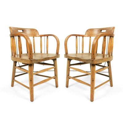 13 American Captains Style Oak Armchairs