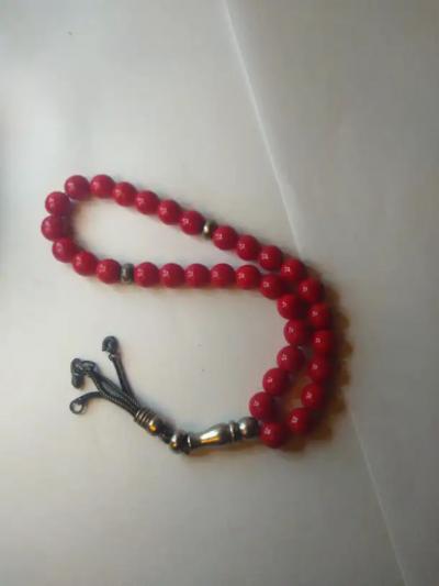 13 Sterling Silver and Red Worry Beads