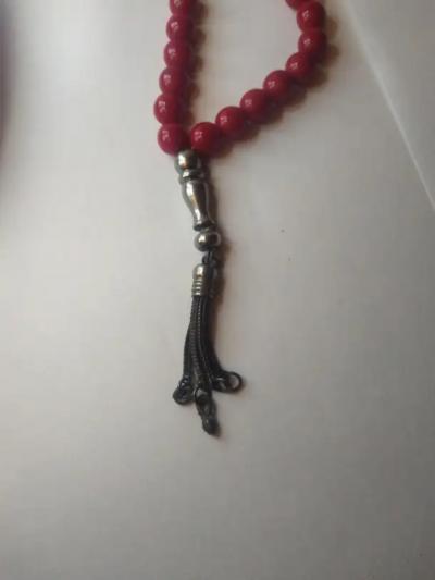 13 Sterling Silver and Red Worry Beads
