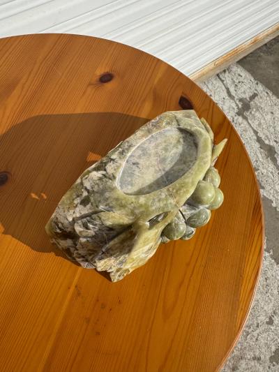 14 5 Jade 2 piece Sculpture of Grapes and Birds