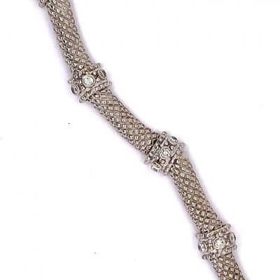 14 Karat Gold and Diamond Fancy Link Necklace 1 Carat Total Weighing 44 58 Grams