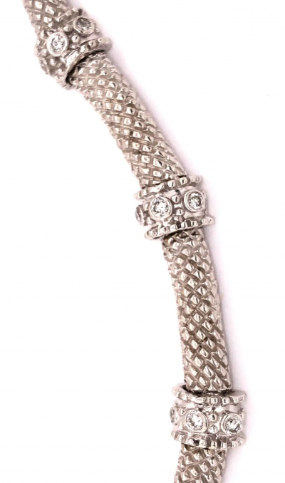 14 Karat Gold and Diamond Fancy Link Necklace 1 Carat Total Weighing 44 58 Grams