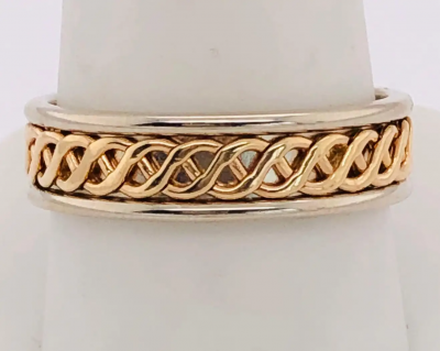 14 Karat Two Tone Gold Band Ring Bridal or Wedding Ring