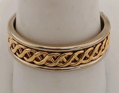 14 Karat Two Tone Gold Band Ring Bridal or Wedding Ring