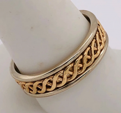 14 Karat Two Tone Gold Band Ring Bridal or Wedding Ring