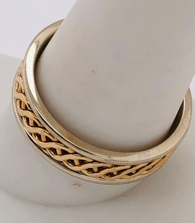 14 Karat Two Tone Gold Band Ring Bridal or Wedding Ring