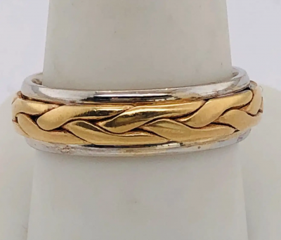 14 Karat Two Tone Gold Braid Styled Band or Wedding Ring
