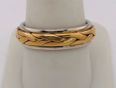 14 Karat Two Tone Gold Braid Styled Band or Wedding Ring