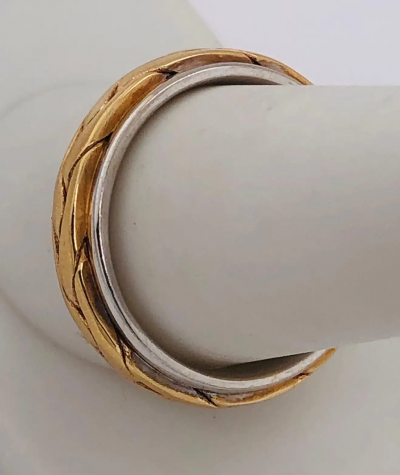 14 Karat Two Tone Gold Braid Styled Band or Wedding Ring