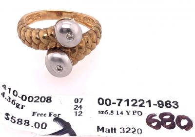 14 Karat Two Tone Gold Matte Finish Fashion Ring