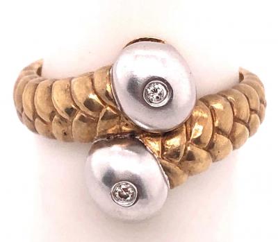 14 Karat Two Tone Gold Matte Finish Fashion Ring