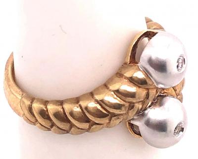 14 Karat Two Tone Gold Matte Finish Fashion Ring