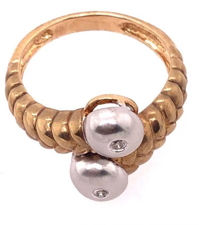 14 Karat Two Tone Gold Matte Finish Fashion Ring